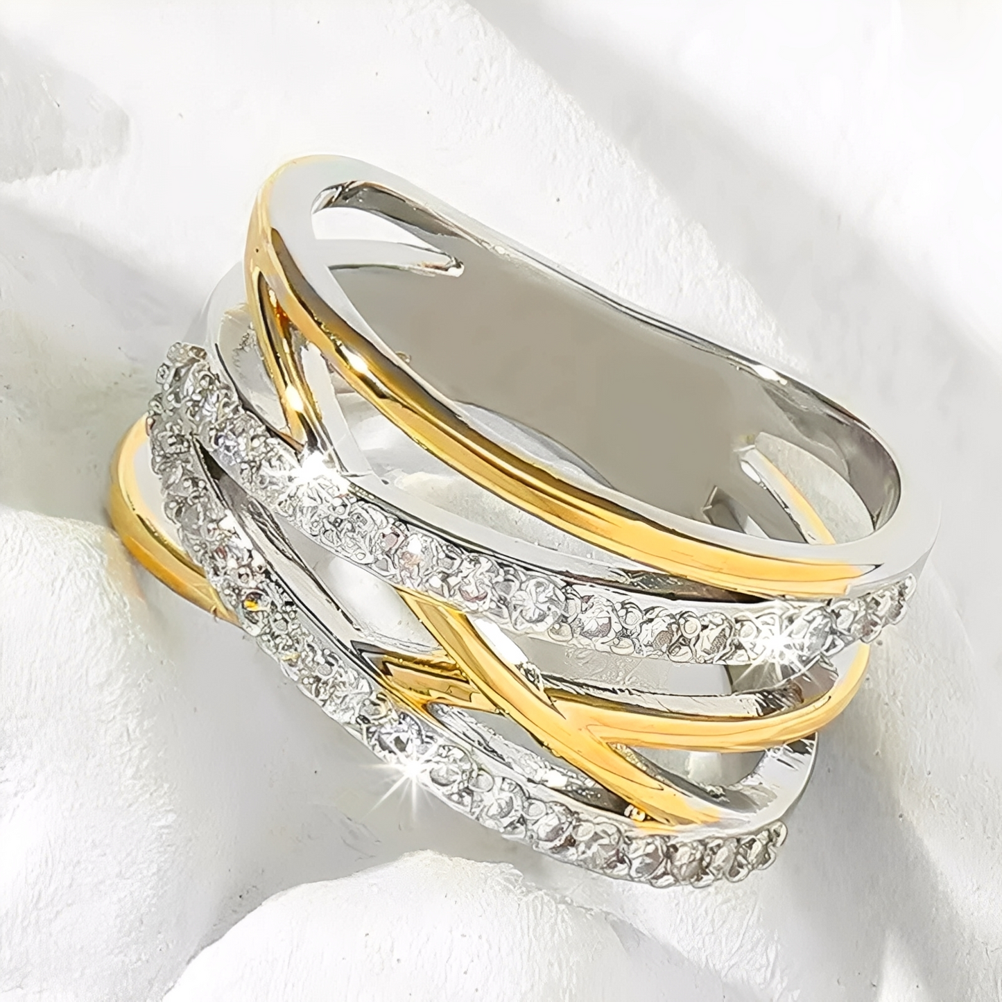 Auriane – Bague Superposée Or & Argent
