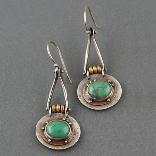 Mariya – Boucles d'Oreilles Pendantes Bicolores avec Turquoise