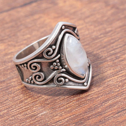Arianne – Bague Authentique Pierre de Lune & Argent