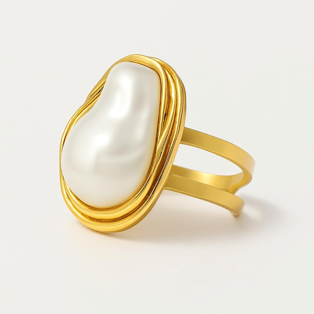 Clemence – Bague Camélia en Or et Perle
