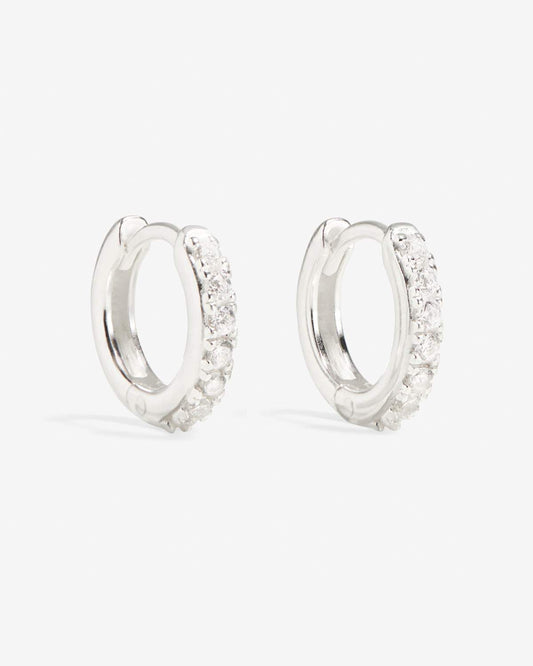 Cleo - Mini créoles micro-pavées en argent