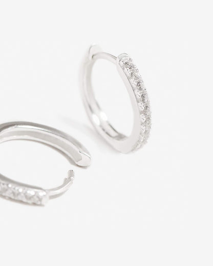 Manda - Mini créoles pavées en argent