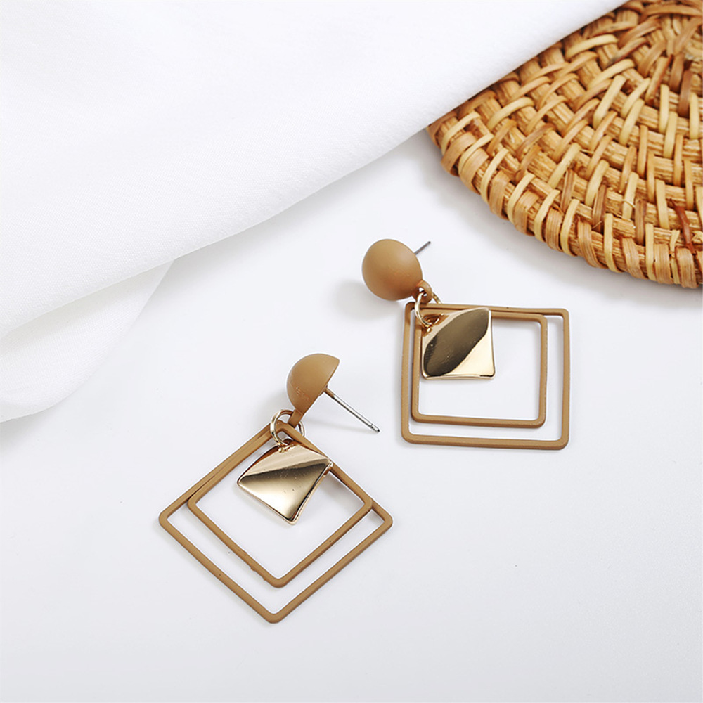 Géométriques Boucles d'Oreilles en Forme de Goutte - Boucles d'Oreilles Carrées Creuses