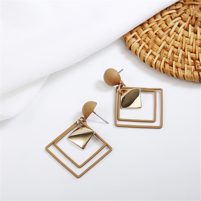 Géométriques Boucles d'Oreilles en Forme de Goutte - Boucles d'Oreilles Carrées Creuses