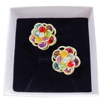 Narella – Boucles d’Oreilles Fleur Artisanale en Cristaux Colorés
