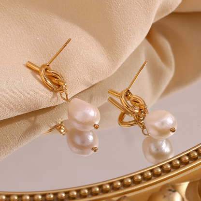 Boucles d'oreilles nœud perlé – Clous d'oreilles avec perles nouées