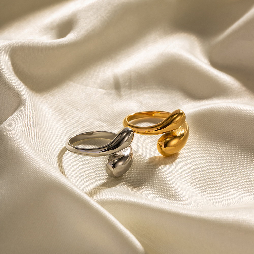 Bague Goutte d'Eau - Anneau Enveloppant Minimaliste