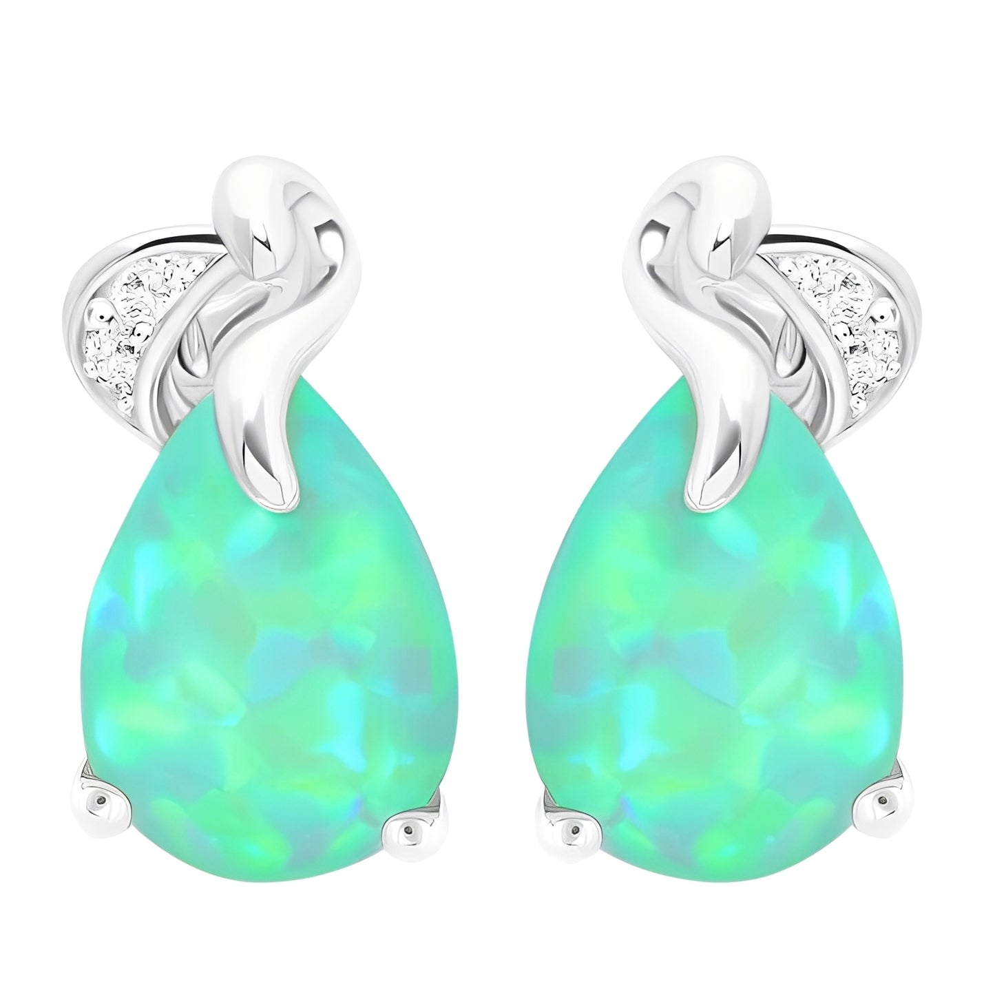 Isaline – Boucles Étincelantes Opale Verte & Argent