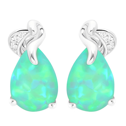 Isaline – Boucles Étincelantes Opale Verte & Argent