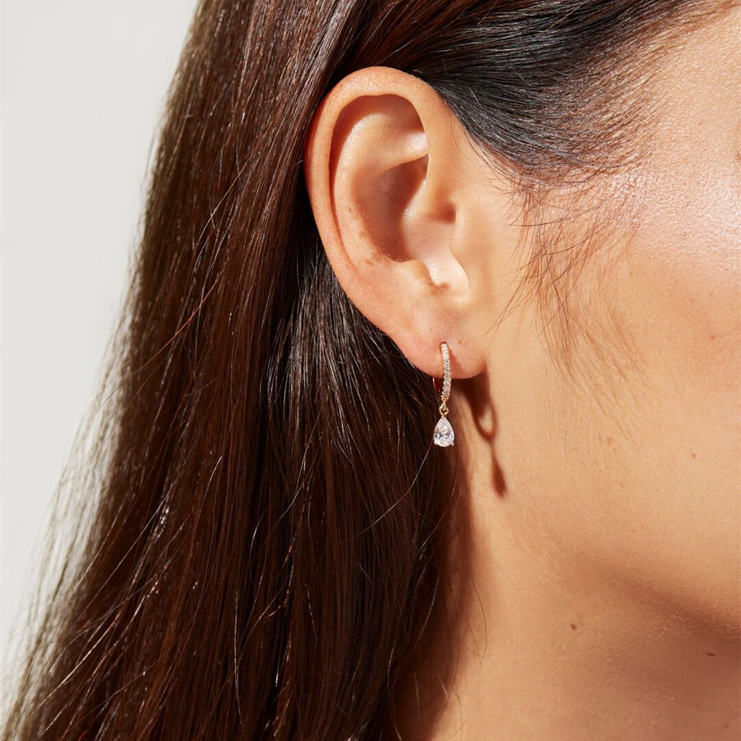 Boucles d'oreilles Cristaux en goutte - Huggies délicats en zircon
