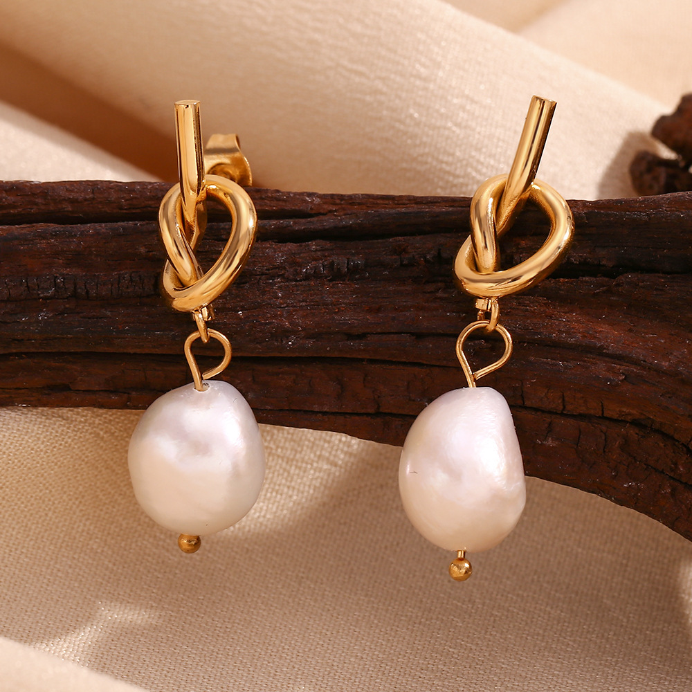 Boucles d'oreilles nœud perlé – Clous d'oreilles avec perles nouées
