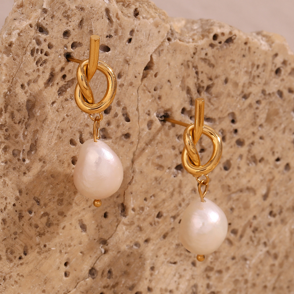 Boucles d'oreilles nœud perlé – Clous d'oreilles avec perles nouées