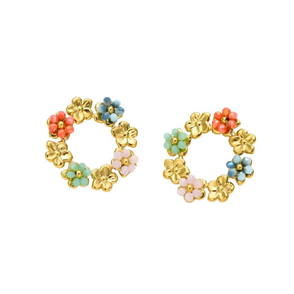 Aira – Boucles d'oreilles Fleur Ronde de Couleurs