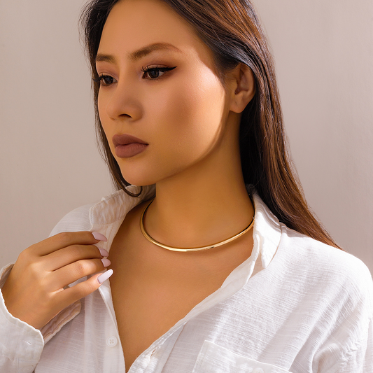 Collier Clavicule Anneau - Choker Fin avec Anneau