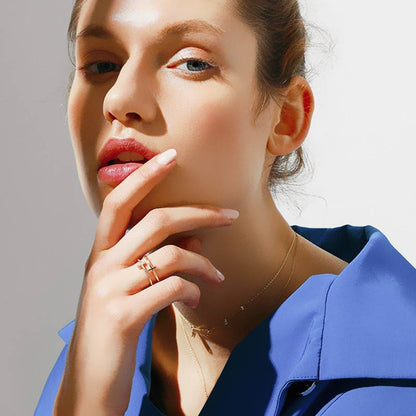 Bague croisée délicate - Double barre