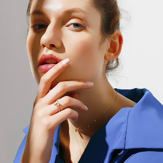 Bague croisée délicate - Double barre