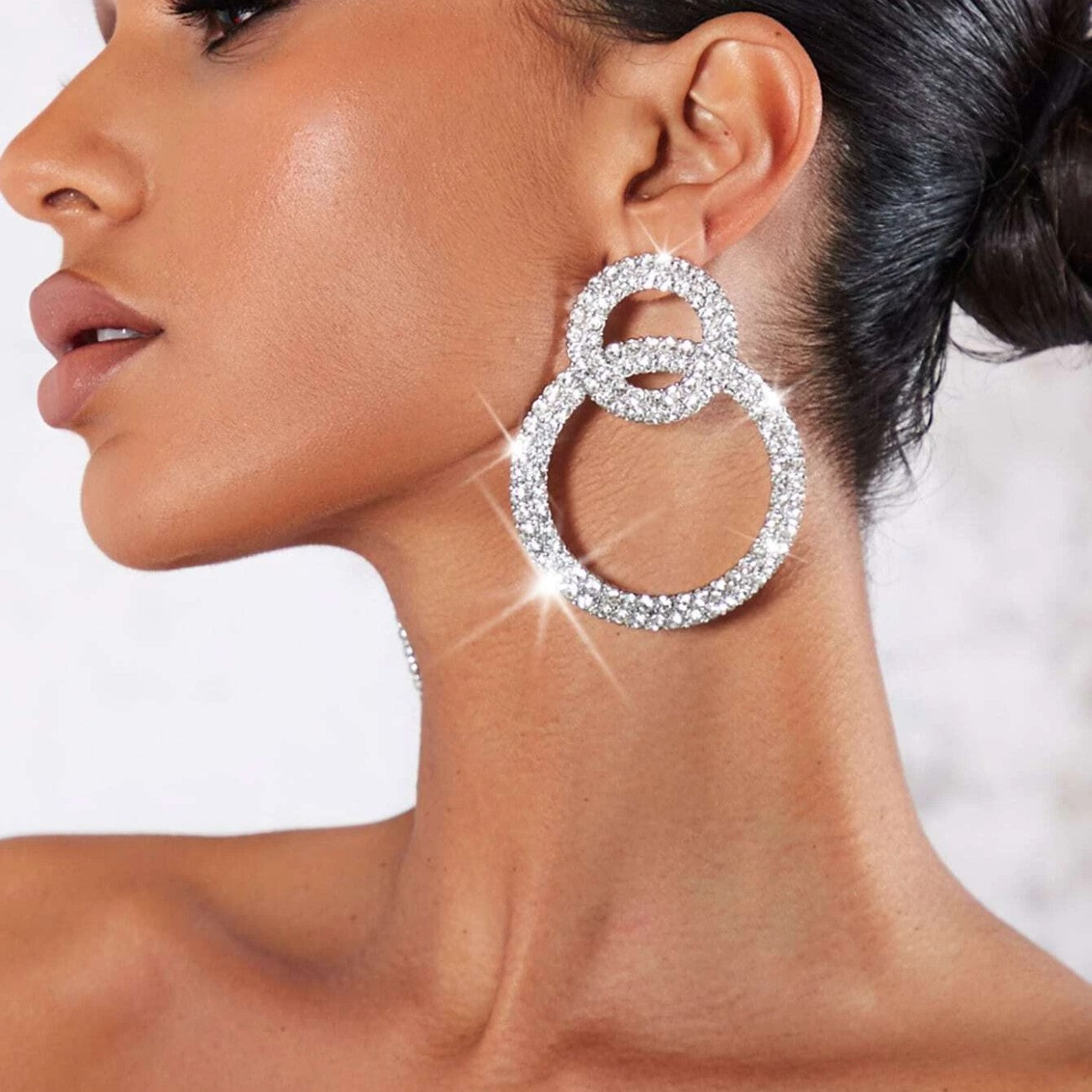 Clous d'oreilles en strass - Boucles d'oreilles en intarsia de strass