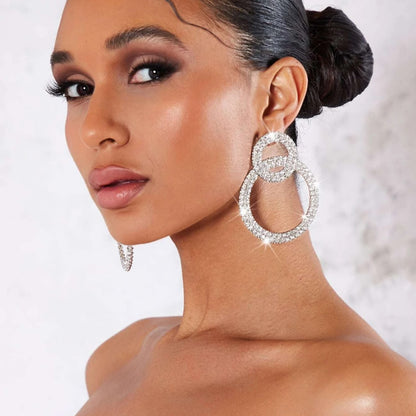 Clous d'oreilles en strass - Boucles d'oreilles en intarsia de strass