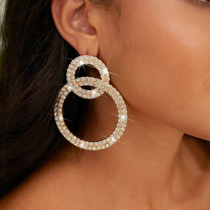 Clous d'oreilles en strass - Boucles d'oreilles en intarsia de strass