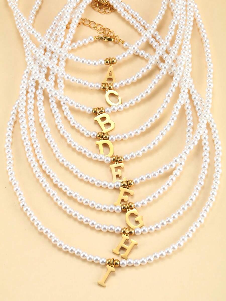 Collier en perles avec initiales - Collier personnalisé avec perles