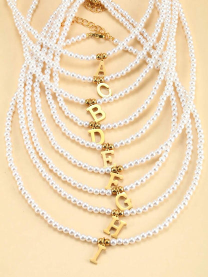 Collier en perles avec initiales - Collier personnalisé avec perles
