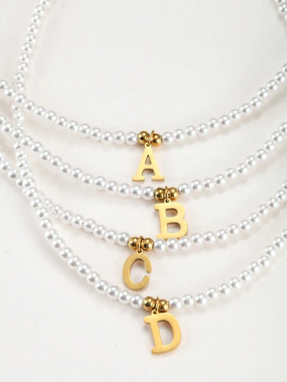 Collier en perles avec initiales - Collier personnalisé avec perles