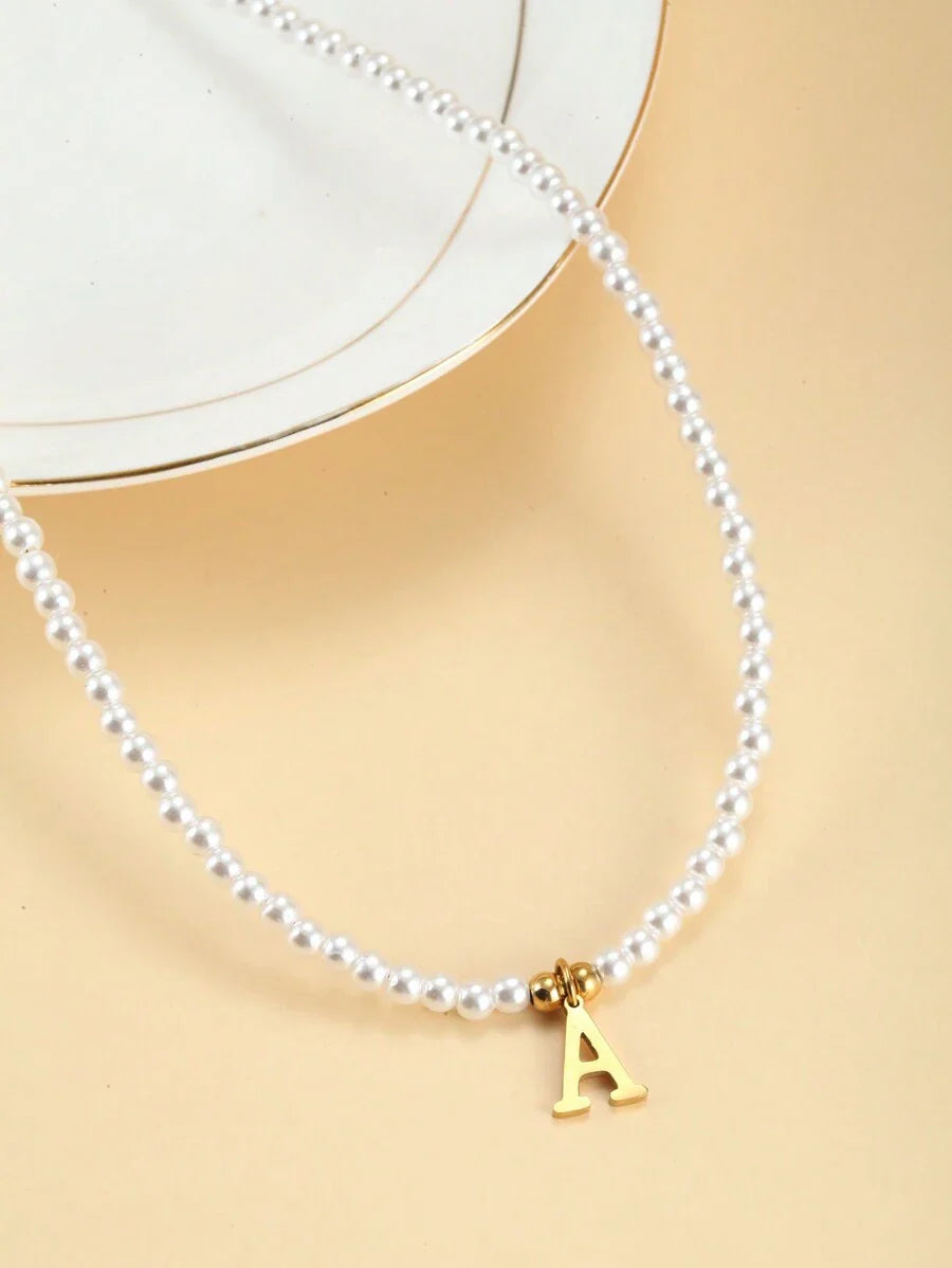 Collier en perles avec initiales - Collier personnalisé avec perles