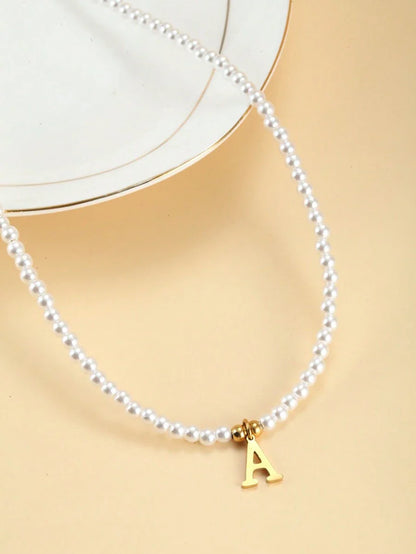 Collier en perles avec initiales - Collier personnalisé avec perles