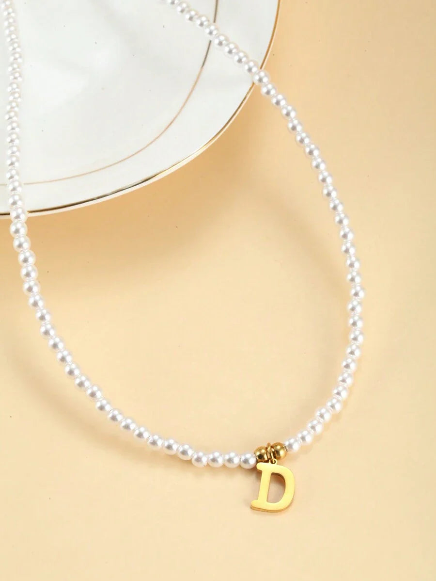 Collier en perles avec initiales - Collier personnalisé avec perles