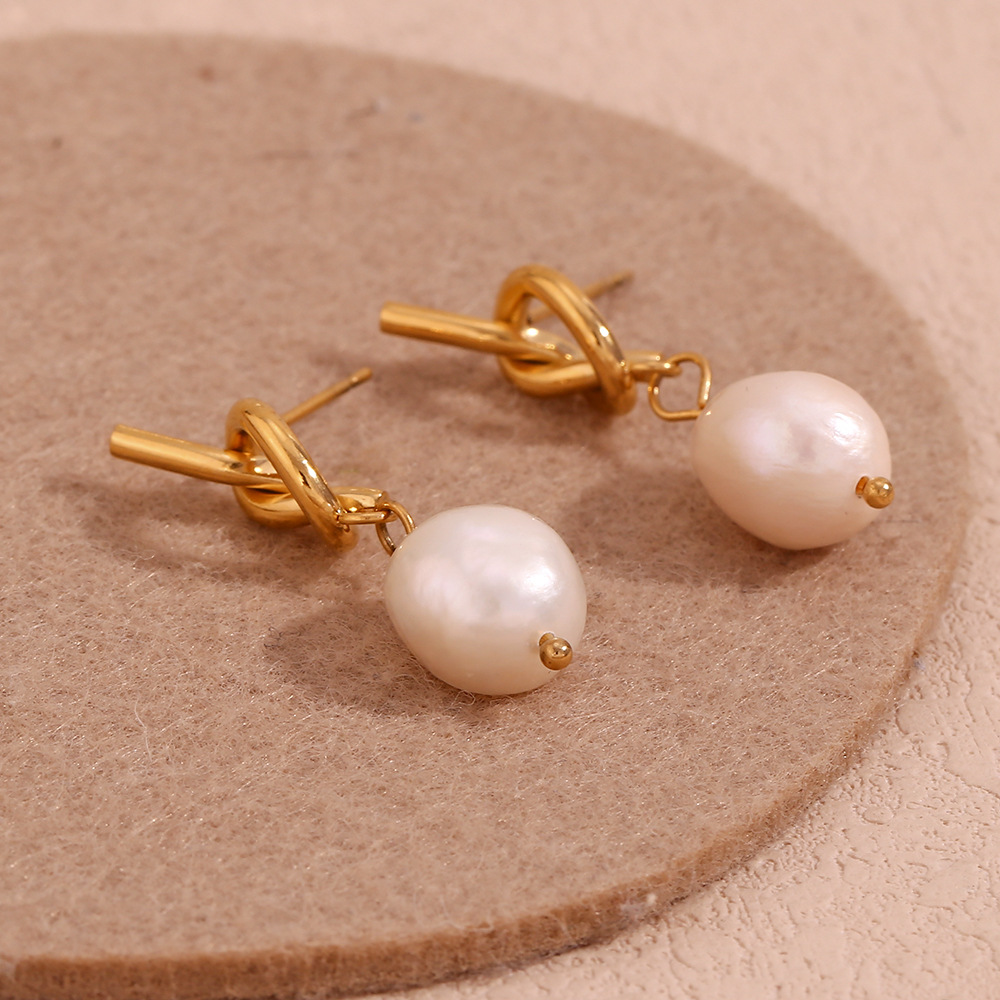Boucles d'oreilles nœud perlé – Clous d'oreilles avec perles nouées