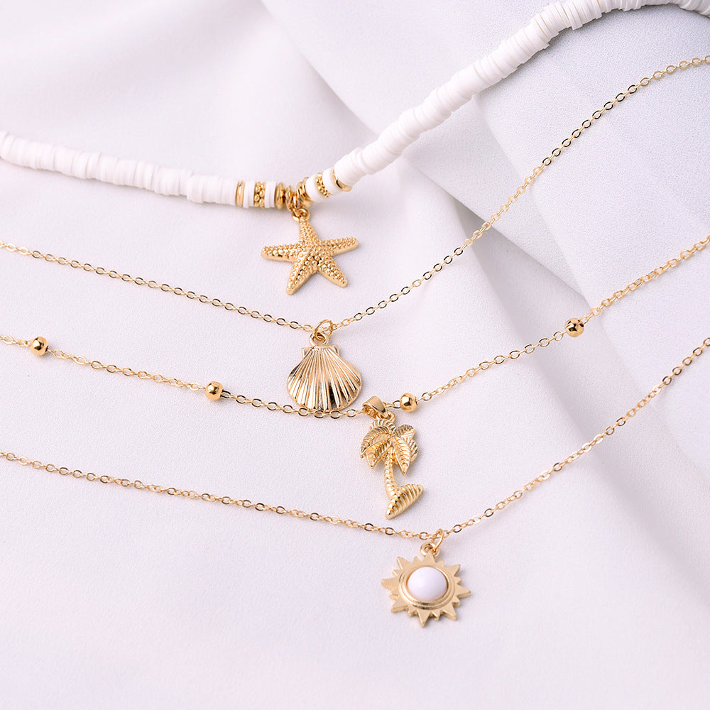 Maréa – Collier Pendentif Étoile de Mer & Coquillage en Argile