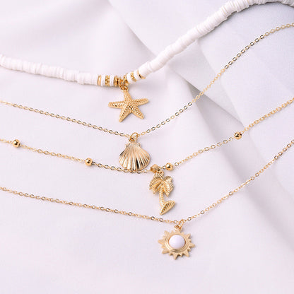 Maréa – Collier Pendentif Étoile de Mer & Coquillage en Argile