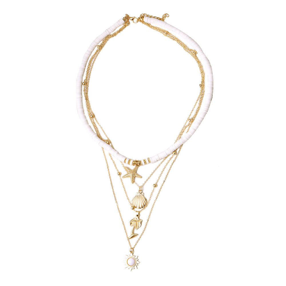 Maréa – Collier Pendentif Étoile de Mer & Coquillage en Argile