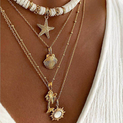 Maréa – Collier Pendentif Étoile de Mer & Coquillage en Argile