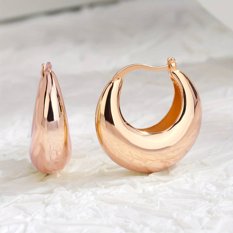Boucles d'oreilles Chunky plaquées or 18K - Boucles d'oreilles ouvertes Chunky