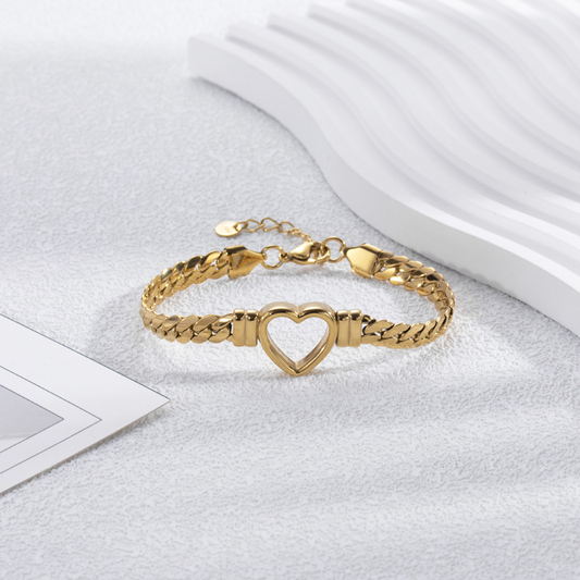 Bracelet Cœur Ouvert Doré