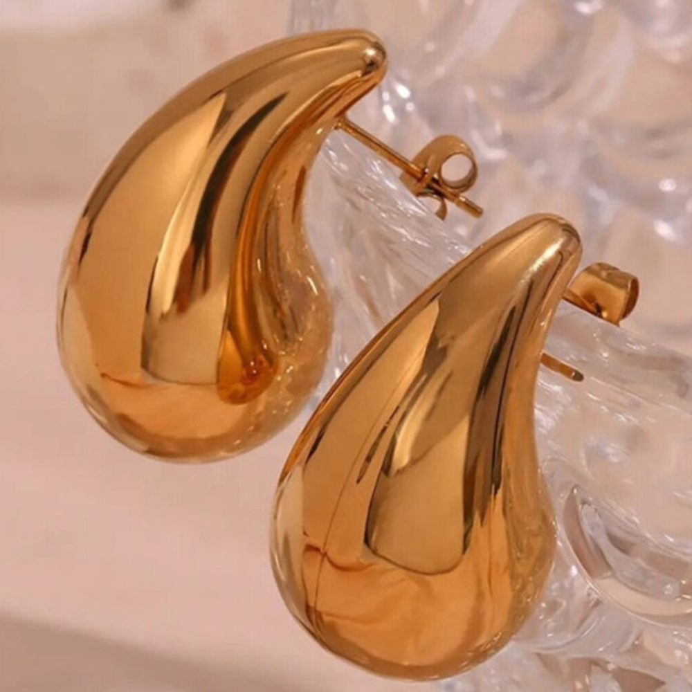 Boucles d'oreilles goutte d'eau chunky - Boucles d'oreilles surdimensionnées dorées