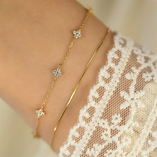 Bracelet en fleur de zirconium - Bracelet minimaliste