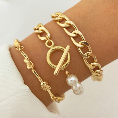 Bracelet Empilé en Or 18K - Empilage de Bracelets pour les Amatrices d'Or