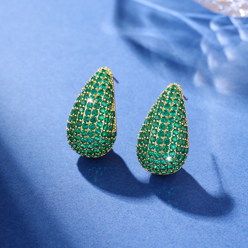 Boucles d'oreilles en diamant en forme de goutte - Boucle d'oreille en diamant incrusté