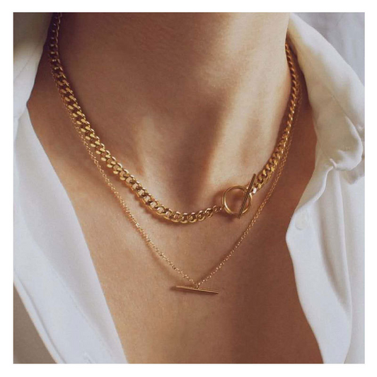 Double chaîne - Chaîne cubaine et perles