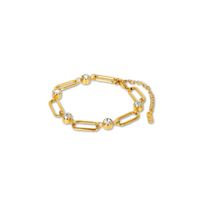 Gwen – Bracelet Chaîne Maillons Ovales et Pierre Doré