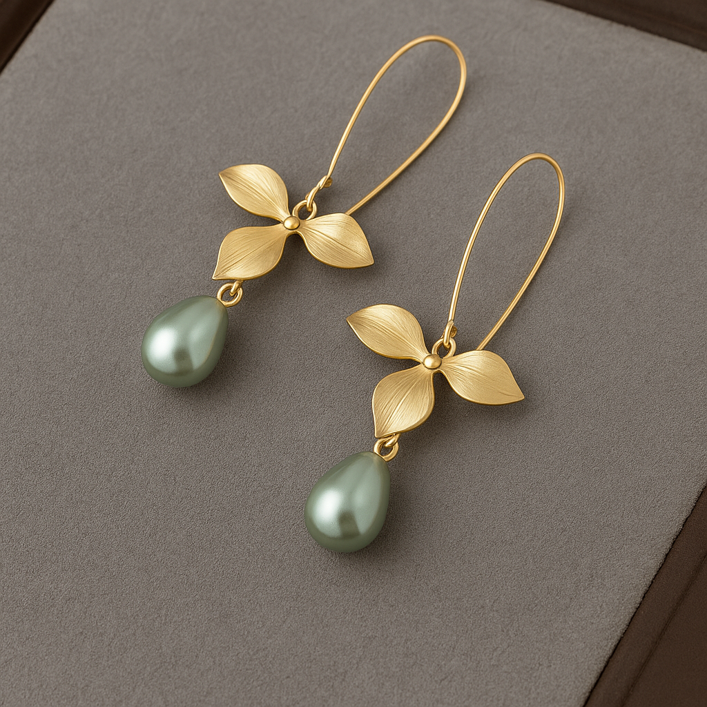 Ida – Boucles d'Oreilles avec Feuille Dorée