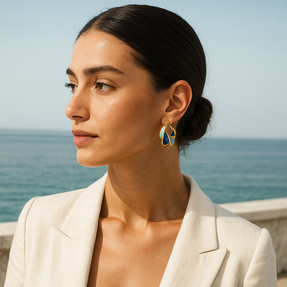 Marina – Boucles d'Oreilles Spirale Bleu Vintage