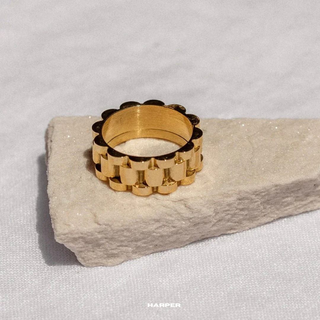 Katrin – Anneau pliable en acier titane avec chaîne montre