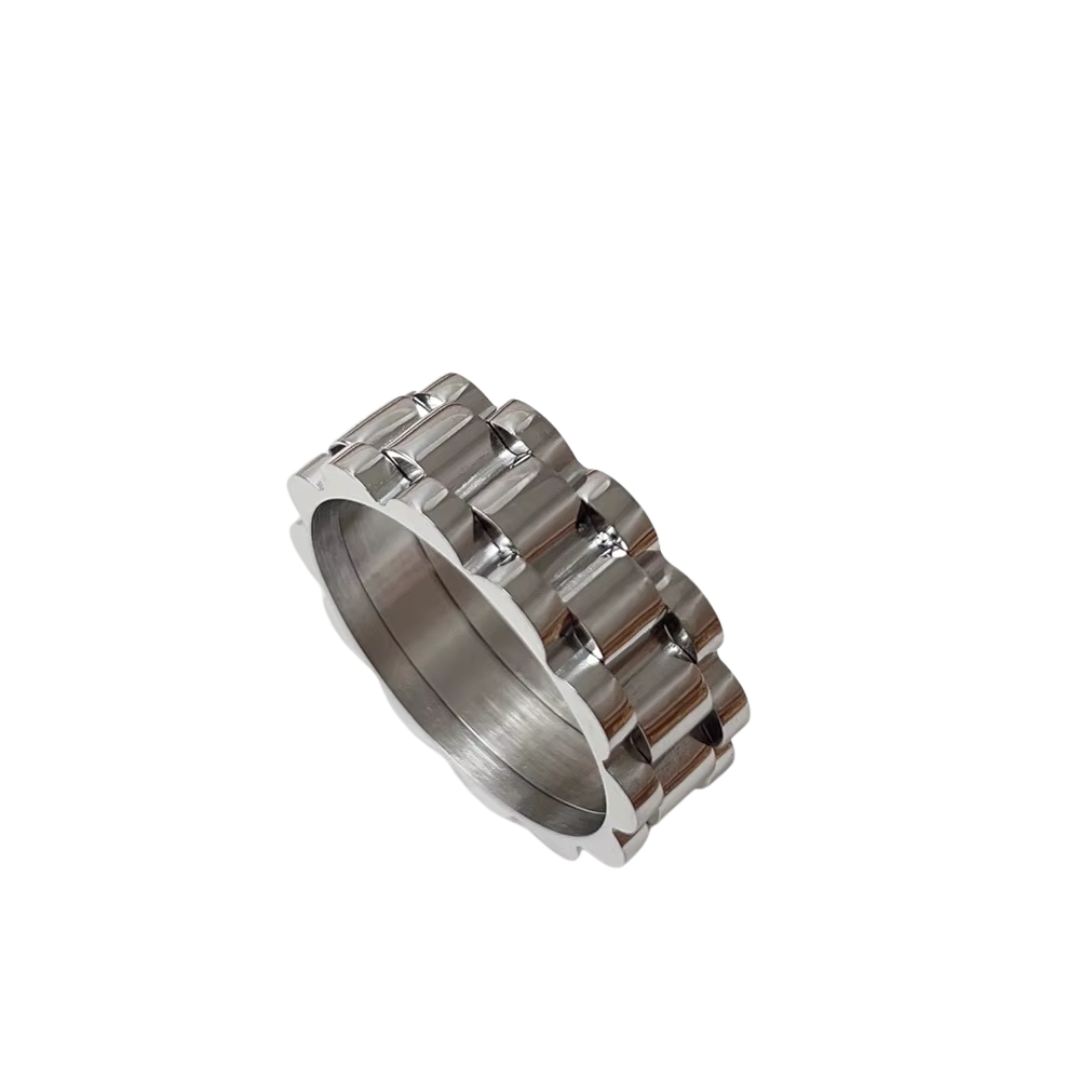 Katrin – Anneau pliable en acier titane avec chaîne montre