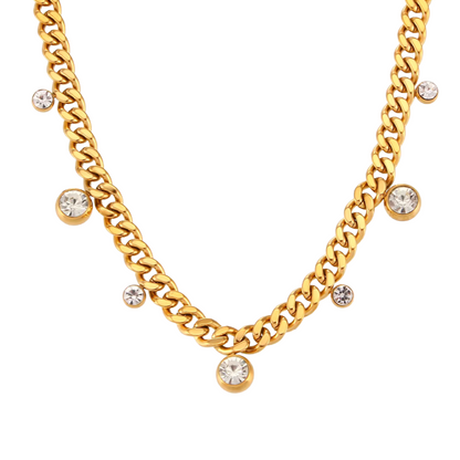 Juliette – Collier Vintage Rond en Cristal et Acier Inoxydable