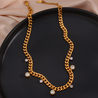 Juliette – Collier Vintage Rond en Cristal et Acier Inoxydable