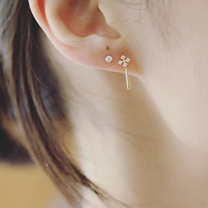 Veya – Boucles d’Oreilles Délicates Plaqué Or avec Diamant