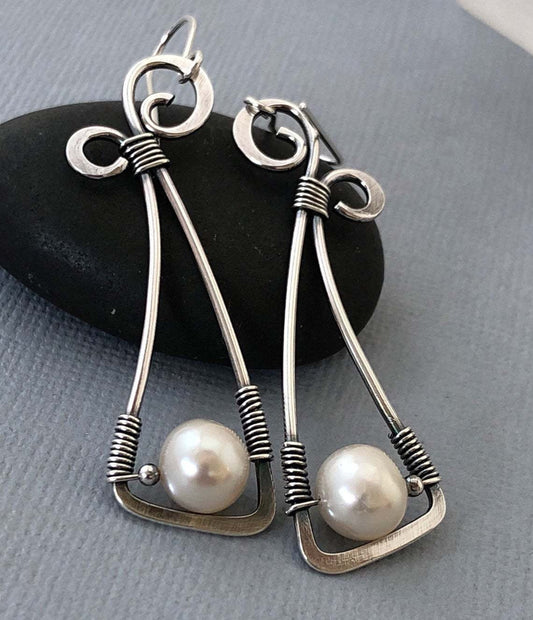 Isolde – Boucles d’Oreilles Vintage en Argent Sterling et Perles